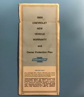 1969 Chevrolet Protection Plan Protect O Plate Corvette Camaro Chevelle