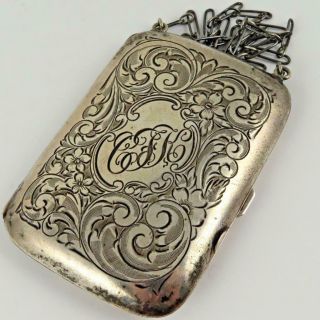 Antique Webster Sterling Silver Ladies Dance Compact Card Case Wallet Coin Purse