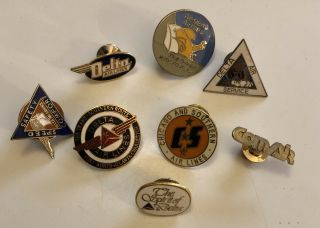 8 Vintage 60’s - 70’s - 80’s Various Air Lines Pilot/flight Attendant Uniform Pins