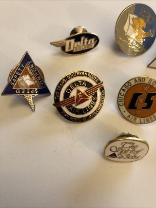 8 Vintage 60’s - 70’s - 80’s Various Air Lines Pilot/Flight Attendant Uniform Pins 2