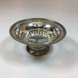 Antique 1913 William Neale & Son Solid Silver Pierced Pedestal Bonbon Dish