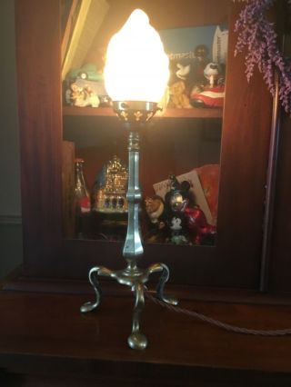 Arts & Crafts Nouveau Brass Table Bedside Desk Reading Pullman Lamp Benson Style