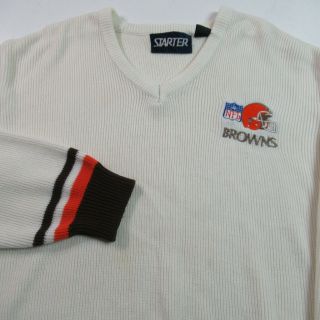 Vintage 80s Cleveland Browns V Neck Sweater Starter Striped Nfl Football Medium