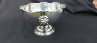 An Antique Silver Plated Punch Bowl With Embossed Lions Heads.  1920.  S.  Ornate.