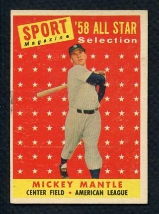 1958 Topps 487 Mickey Mantle A.  S.  Yankees Ex 353508 (kycards)