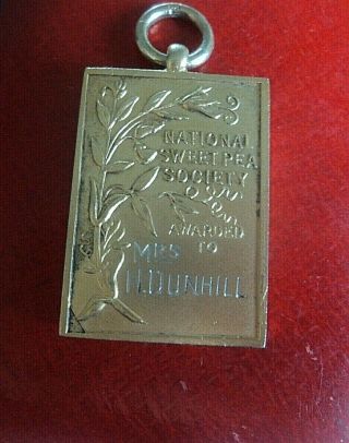 National Sweet Pea Society Stg.  Silver Gilt Medal H/m 1936,  Box - Bath 1937