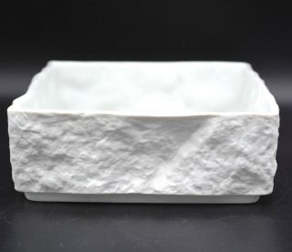 German Mid Century White Bisque Bowl Seltmann Organic Op Art Design 6½ " Square