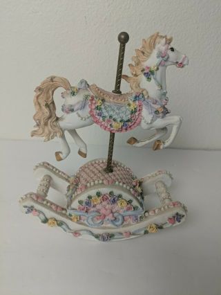 Vintage Musical Animated Rocking Horse Music Box,  Plays The Impossible Dream
