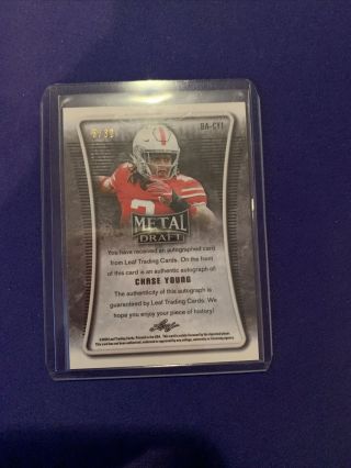 2020 Leaf Metal Draft Sliver Action XRC Mojo Cracked Ice Auto 5/30 Chase Young 2