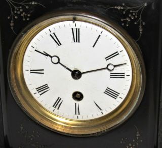 Delightful Late 19th Century French Black Marble/Slate Mantle Clock 3
