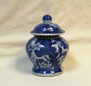 Vintage Blue And White Cherry Blossom Ginger Jar With Lid Porcelain
