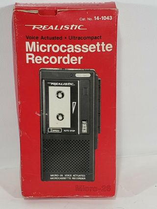 Vintage Radio Shack - Realistic Micro - 26 Cassette Recorder With Case And A Tape