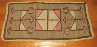 Antique Early Native American Indian Navajo Saddle Blanket Small Rug 35 " X17 "