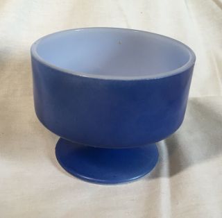 Vtg Federal Glass Vibrant Blue Footed Dessert Cup Milk Glass Mid Century Usa