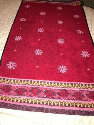 Vintage Callaway Maharnee Pink Red Floral Hand Towel With Matching Wash Cloth