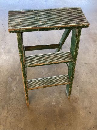23.  5” Green Wood Ladder 2 Step Rustic Vintage