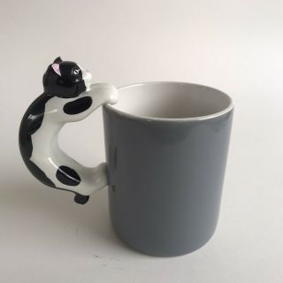 Hallmark Vintage Coffee Mug Cup With Black & White Cat Handle 1989