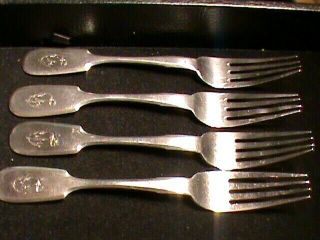 4 Antique Imperial Russian Russia Sterling Silver 84 Forks Monogram 6 5/8 "