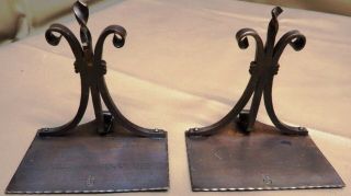 Signed Roycroft Arts & Crafts Hammered Twisted Copper Bookends