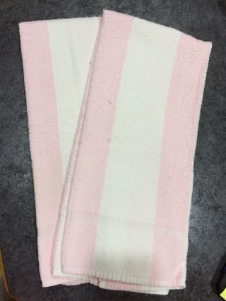 Vintage Canon Lightweight Pink & White Striped Bath Towel (set Of 2) Soft Usa