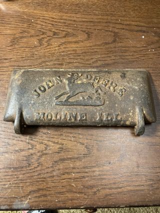 John Deere Cast Iron Hay Mower Antique Horse Drawn Farm Tool Box Lid