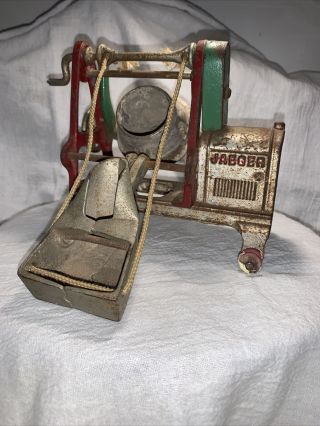 Antique Vtg Kenton Toys Jaeger Cement Mixer Red Cast Iron Kenton