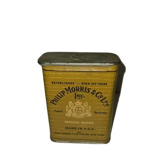 Vintage Phillip Morris Cigarette Tobacco Slide Top Tin Canister Tobacciana