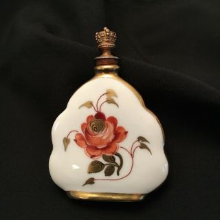 Vintage Miniature Perfume Bottle White With Floral Design Signed Germany