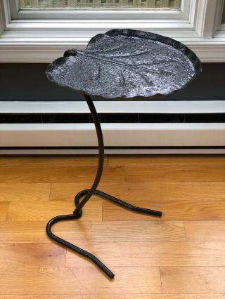 Salterini Vtg Mid Century Modern Wrought Iron Lily Pad Leaf Side End Table Patio