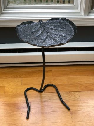 Salterini Vtg Mid Century Modern Wrought Iron Lily Pad Leaf Side End Table Patio 2