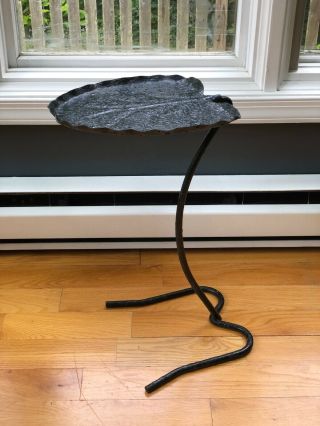 Salterini Vtg Mid Century Modern Wrought Iron Lily Pad Leaf Side End Table Patio 3