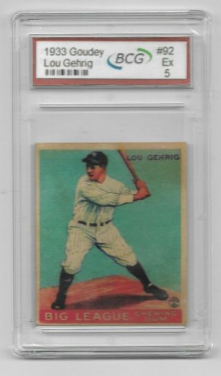 1933 Goudey Lou Gehrig 92 - - Bcg Ex 5