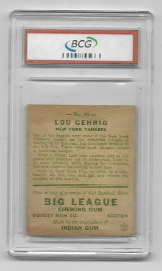 1933 Goudey Lou Gehrig 92 - - BCG Ex 5 2