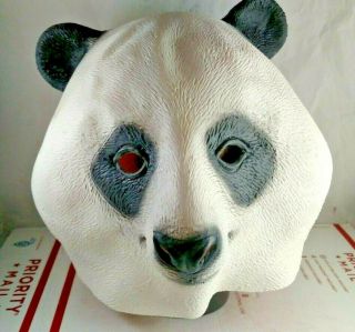 Vintage Creepy Party Panda Latex Full Over Head Halloween Mask Costume Adult