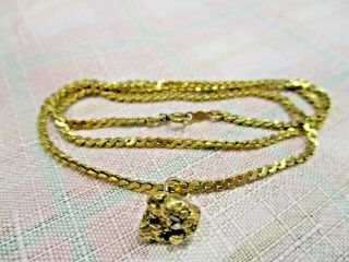 Gold Nugget Quartz Fob Charm 18.  5 " Necklace 10.  1g 1/20 12k Gf Filled Vtg Antique