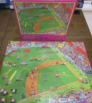 Vtg Htf Ceaco - 550pc Jigsaw Puzzle - Play The Field - Comic Baseball - Euc 1990
