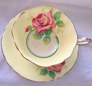 Paragon Cabbage Rose Tea Cup And Saucer Gold Trim 1930s