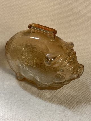 Vintage Glass Piggy Bank Save With Marathon The Ohio Oil Co