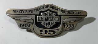 Harley Davidson 95th Anniversary Pin/badge In Sterling Silver