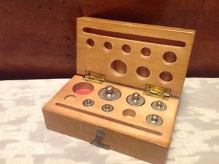 Vintage Steel Calibration Apothecary Scale Weight Set W/wood Box - Incomplete