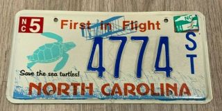 North Carolina,  Save The Sea Turtle,  Vanity License Plate 4774 St