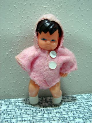Vintage Shackman Girl Baby Doll 2 ¾” Rubber Jointed Miniature Dollhouse