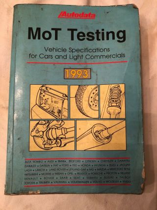Collectable Vintage Autodata Mot Testing Vehicle Specifications 1993