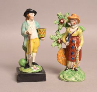 Two Good Antique Early Staffordshire Pottery Pearlware Figures