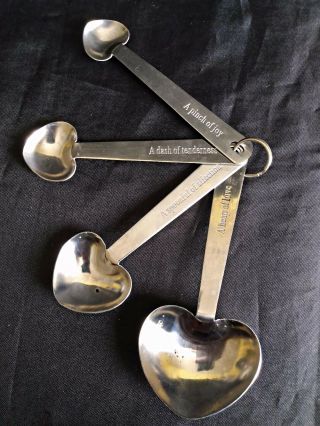 Vintage Metal Heart Shaped Measuring Spoon Set Cute