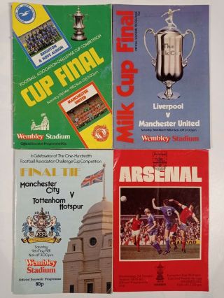Vintage Cup Final Football Programmes X4 Wembley Stadium Fa / Milk / European