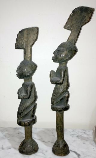 Old Yoruba People Orisha Dance Wands - Male And Female Figures