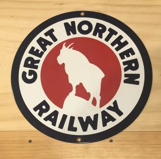 Great Northern Railroad Porcelain Metal Sign Train By Ande Rooney