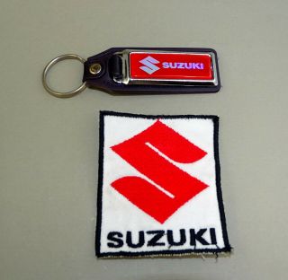 Vintage Red Suzuki Key Chain Ring,  Patch Suzuki