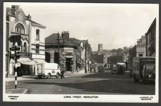 Postcard Middleton Nr Manchester Lancashire View Of Long Street Vintage Rp
